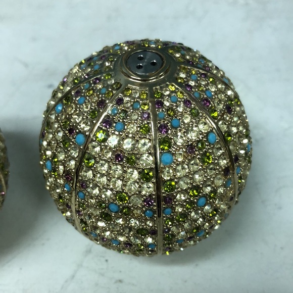 L'Objet Gold Plated Salt & Pepper Shakers Multi-color Swarovski Crystals - Picture 7 of 10
